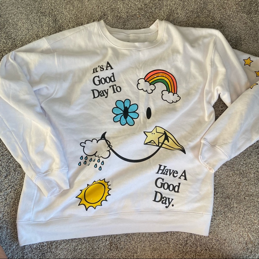 pacsun smiley crew neck sweatshirt